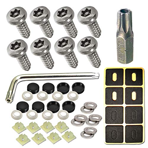 ZXFOOG Stainless Steel License Plate Screws- Rustproof Plate Screws for Fastening Front or Rear Plate Frame Holder Cover, License Plate Security Screw with Black Caps (Anti-Theft S | Rental