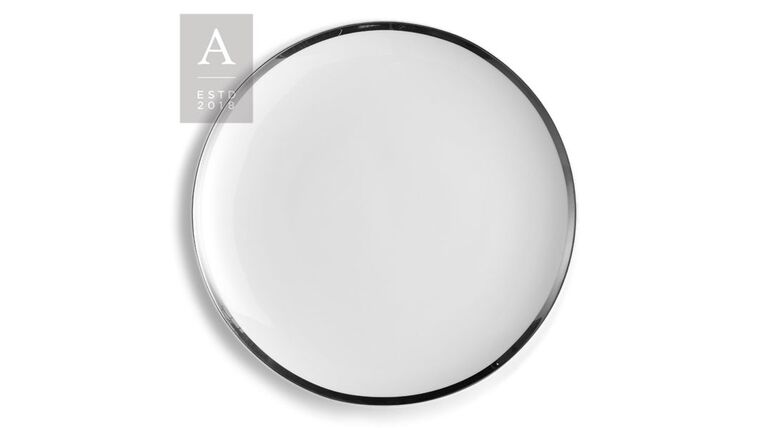 Charger Plate | Iris Coupe – White/Silver Rim | Rental