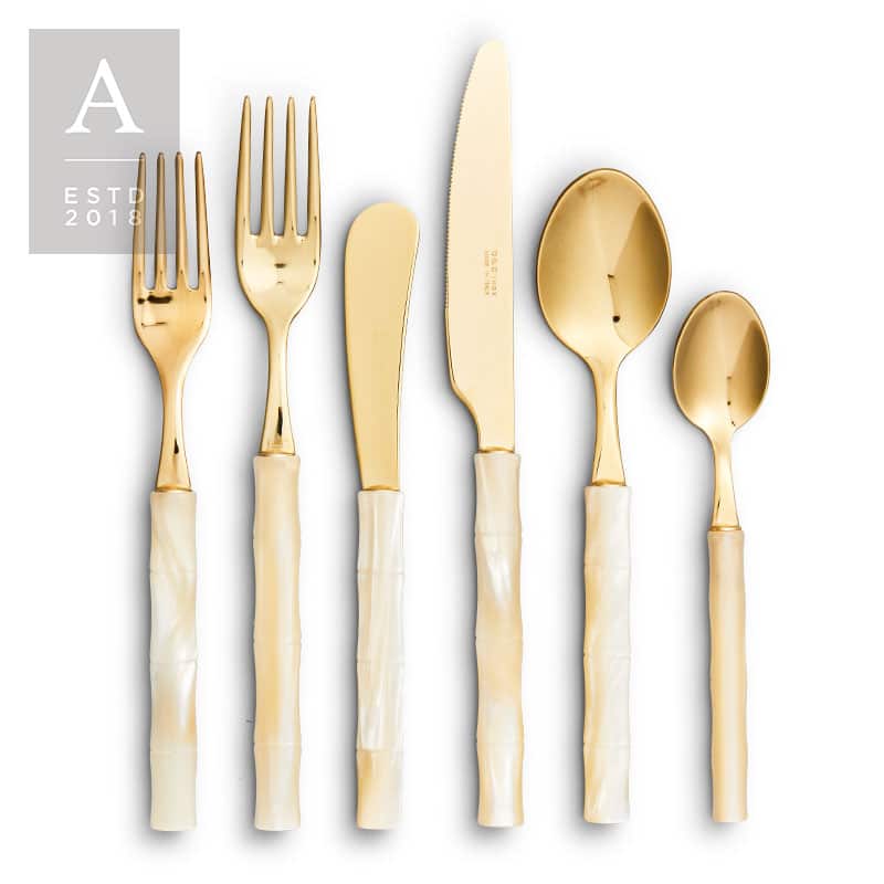 Bamboo Champagne Gold Flatware Collection | Rental