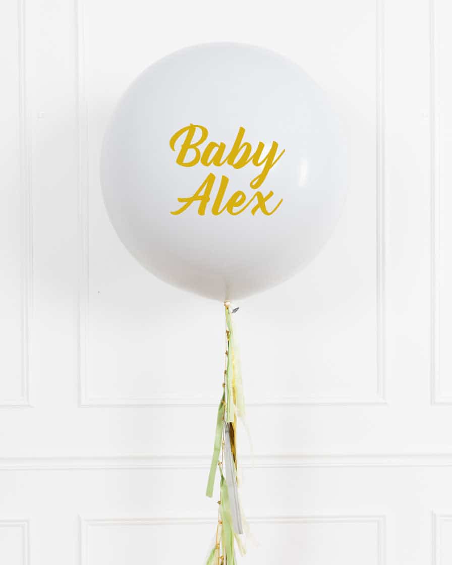 Botanical – Personalized BABY NAME Giant Balloon with Tassel | Rental Botanical – Personalized BABY NAME Giant Balloon with Tassel | Rental