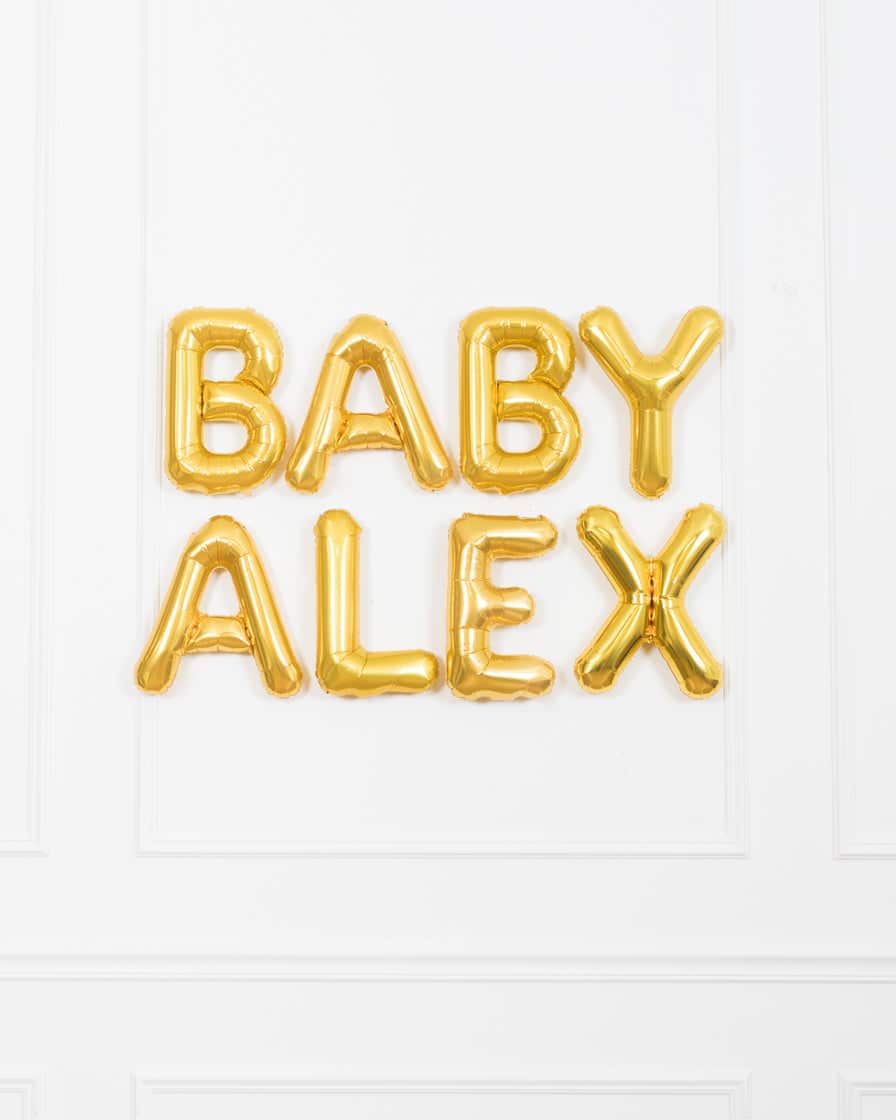 Office Baby Shower – 16in BABY NAME Foil Balloon Set | Rental