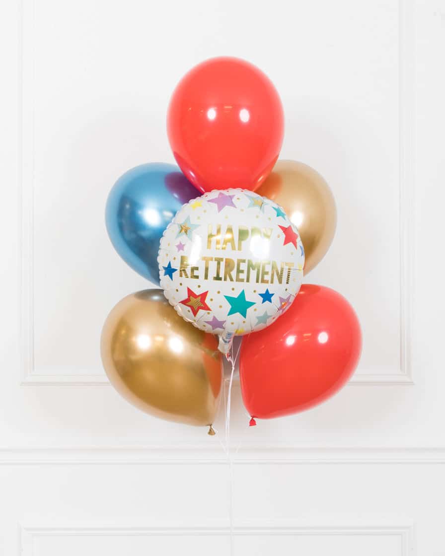 Office Retirement Party – Happy Retirement Foil and 11in Bouquet of 7 | Rental