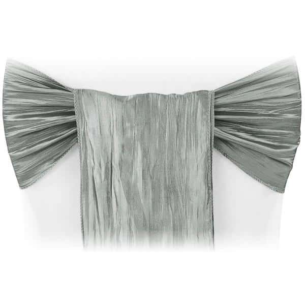 Accordion Crushed Taffeta Chair Sash – Gray/Silver | Rental Accordion Crushed Taffeta Chair Sash – Gray/Silver | Rental