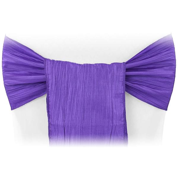 Accordion Crushed Taffeta Chair Sash – Purple | Rental Accordion Crushed Taffeta Chair Sash – Purple | Rental