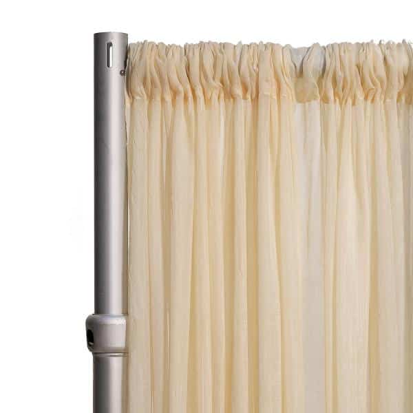 *FR* Crushed Sheer Voile Curtain Panel by Eastern Mills w/ 4″ Pockets – 10ft Wide – Champagne | Rental