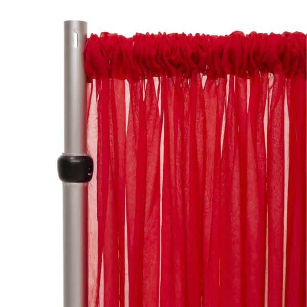 *FR* 10ft Wide Sheer Voile Curtain Panel by Eastern Mills w/ 4″ Pockets – Red | Rental