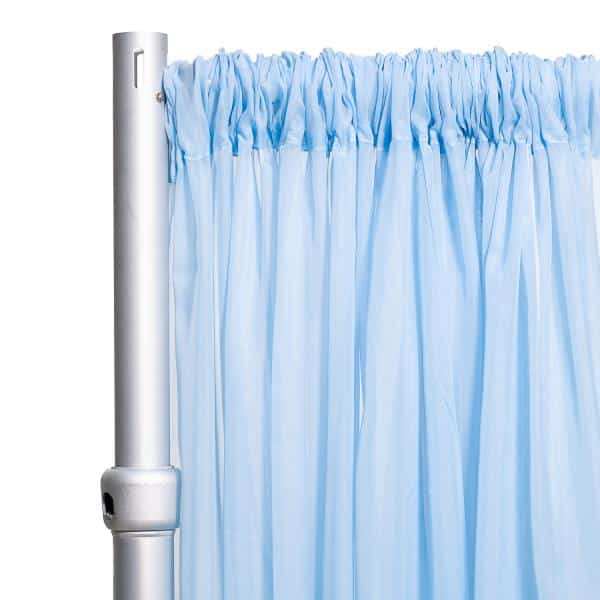 *FR* Crushed Sheer Voile Curtain Panel by Eastern Mills w/ 4″ Pockets – 10ft Wide – Baby Blue | Rental