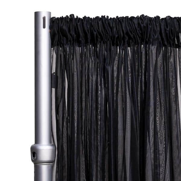 *FR* 10ft Wide Sheer Voile Curtain Panel by Eastern Mills w/ 4″ Pockets – Black | Rental