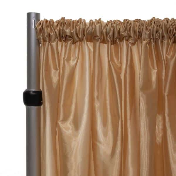 *FR* Taffeta Drape Panel by Eastern Mills 9 1/2 FT Wide w/ 4″ Sewn Rod Pocket – Champagne | Rental