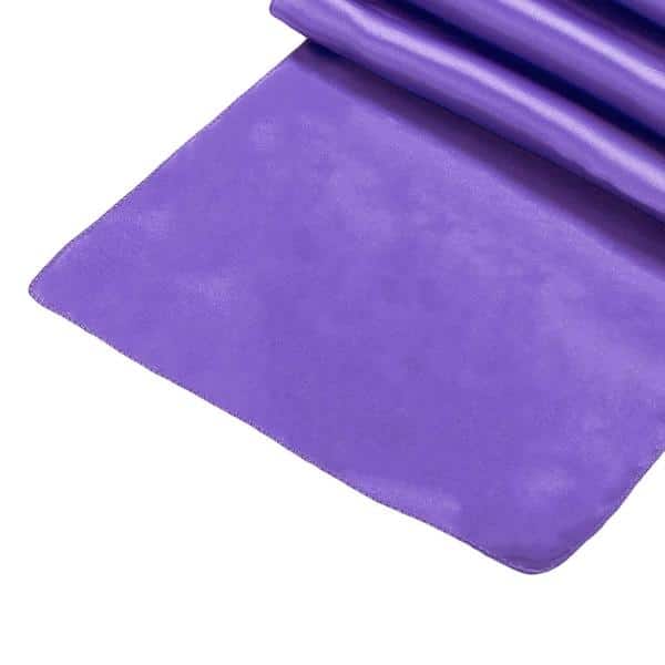 Sleek Satin Runner 14″ x 108″ – Purple | Rental Sleek Satin Runner 14″ x 108″ – Purple | Rental
