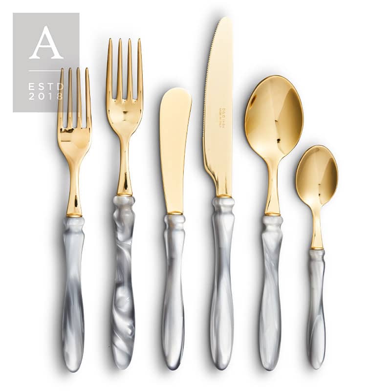 Elba Grey Gold Flatware Collection | Rental