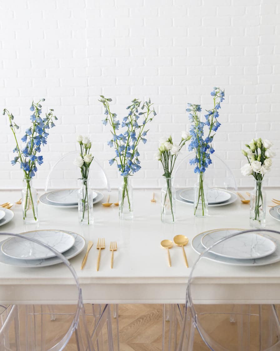 Blue & White – Floral Arrangements – Bottled Buds (set of 6) | Rental