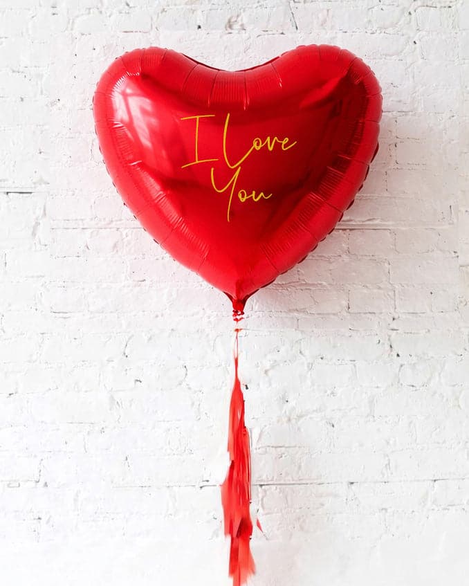 36in Universal “I love You” Heart Foil Balloon and Tassel | Rental 36in Universal “I love You” Heart Foil Balloon and Tassel | Rental