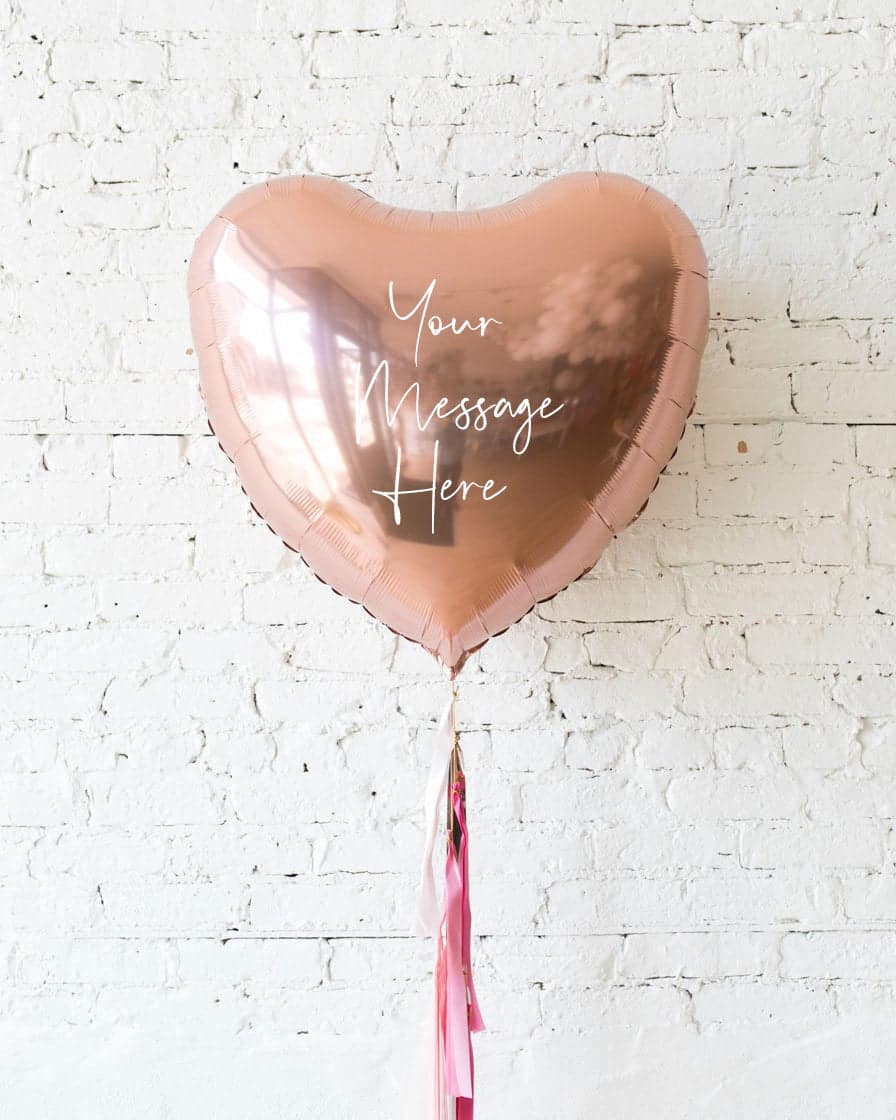 GIFT- 36in Rose Gold Heart Foil Balloon and Pretty in Pink Half-Tassel | Rental GIFT- 36in Rose Gold Heart Foil Balloon and Pretty in Pink Half-Tassel | Rental