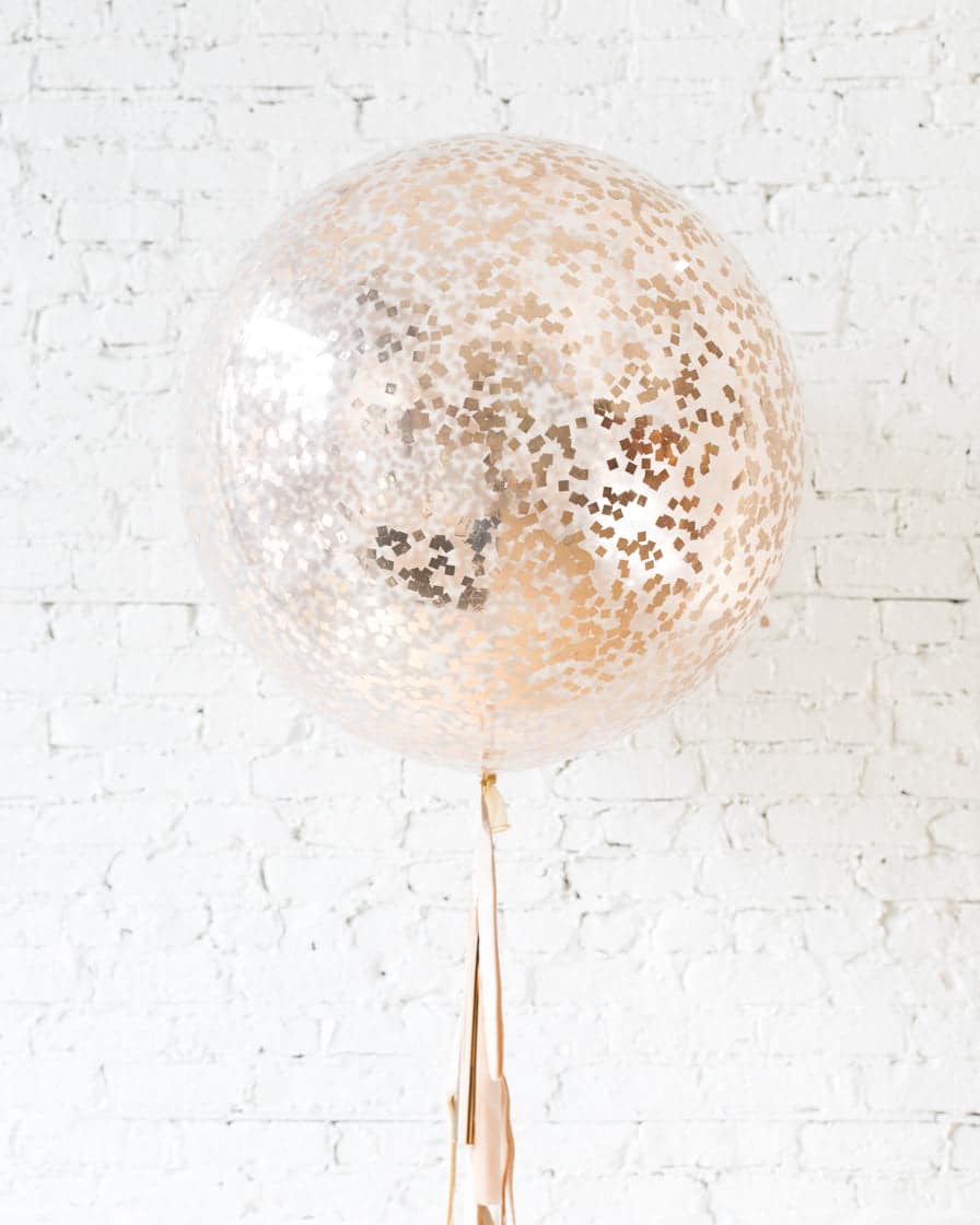 GIFT-Copper Confetti Giant Balloon and Ivory, Blush & Copper Tassel | Rental