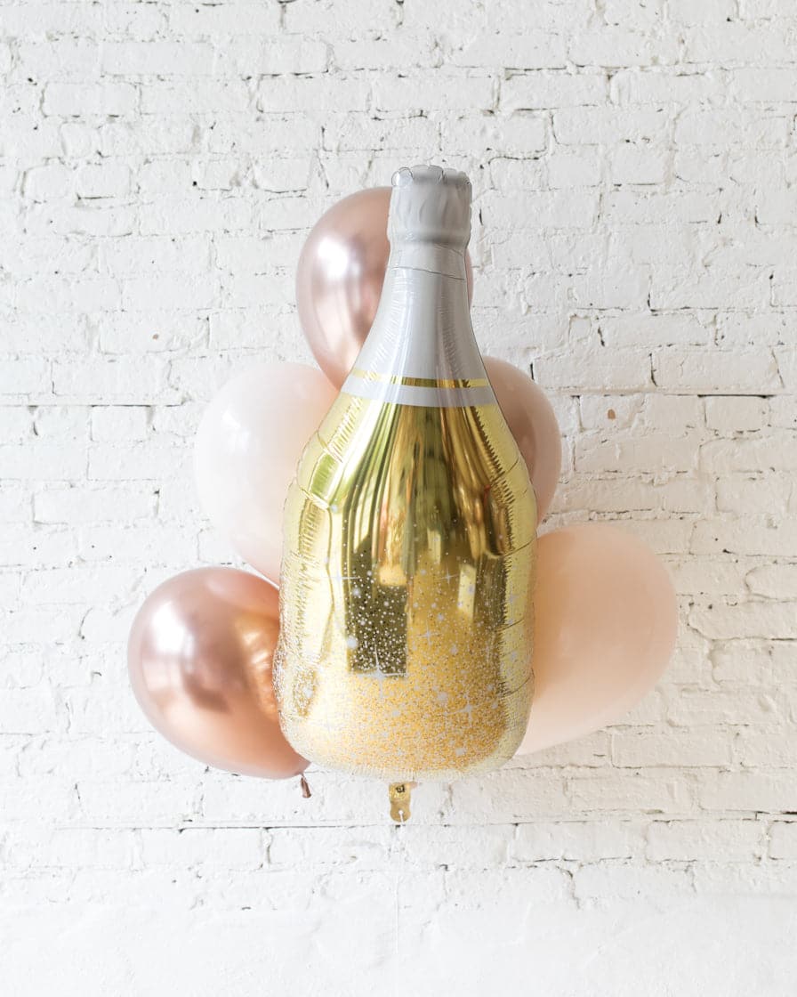 Customizable – Champagne Foil and 11in Balloons – bouquet of 7 | Rental