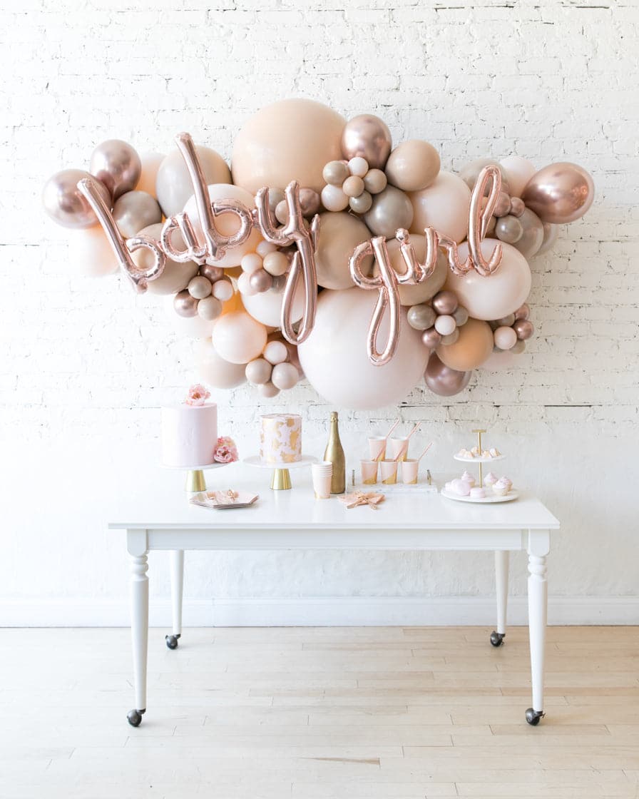 Glam Tan – BABY GIRL Backdrop Balloon Garland Install Piece – 6ft | Rental