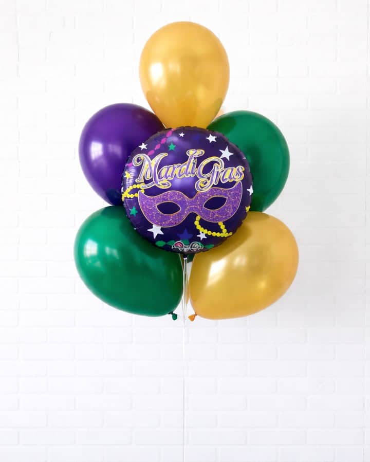Mardi Gras – Foil and 11in Balloon Bouquet | Rental