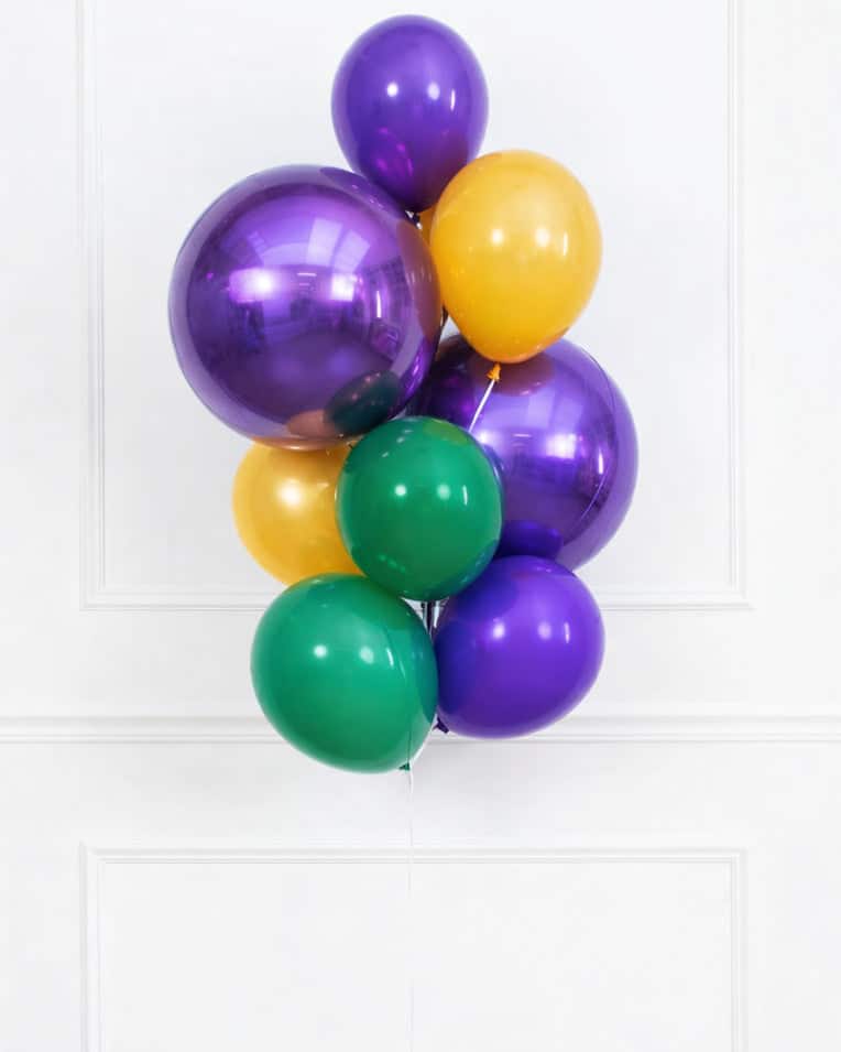 Mardi Gras – Orb & 11in Bouquet – bouquet of 10 | Rental