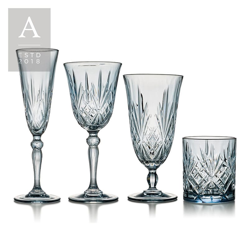 Melodia Indigo Glassware Collection | Rental