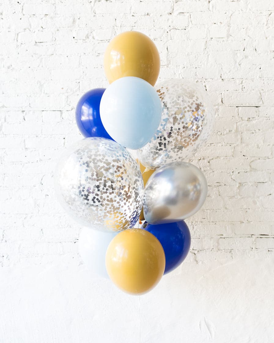 Mid Century Hues – Confetti and 11in Balloons – bouquet of 10 | Rental Mid Century Hues – Confetti and 11in Balloons – bouquet of 10 | Rental