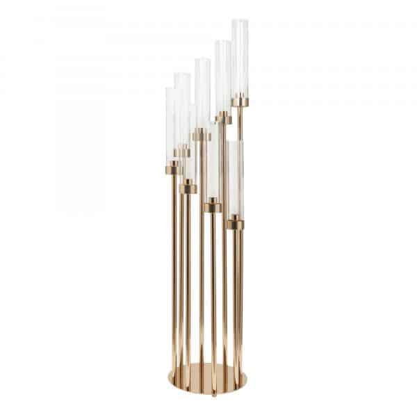 Decostar™ Round Eight Arm Cluster Candle Holder 42″- Gold | Rental Decostar™ Round Eight Arm Cluster Candle Holder 42″- Gold | Rental