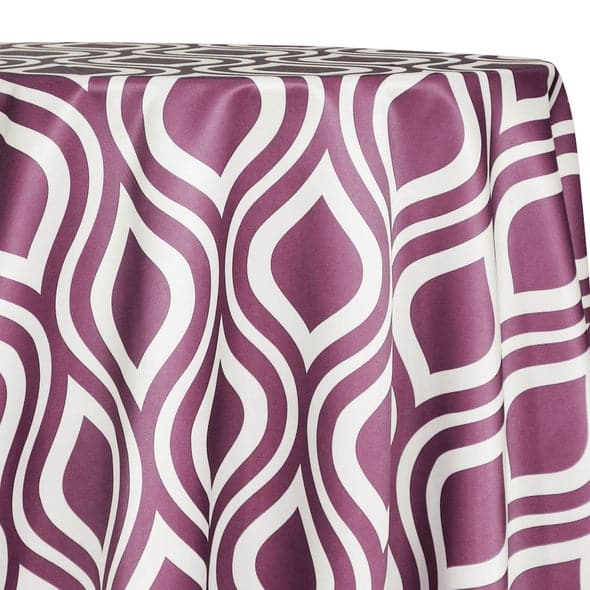 Groovy Print (Lamour) Table Linen in Plum | Rental Groovy Print (Lamour) Table Linen in Plum | Rental