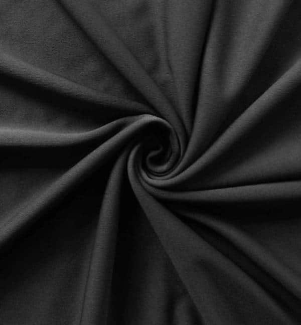*IFR* Poly Stretch / Scuba Cloth Drape Panel w/ Sewn Rod Pocket (IFR) – Black | Rental