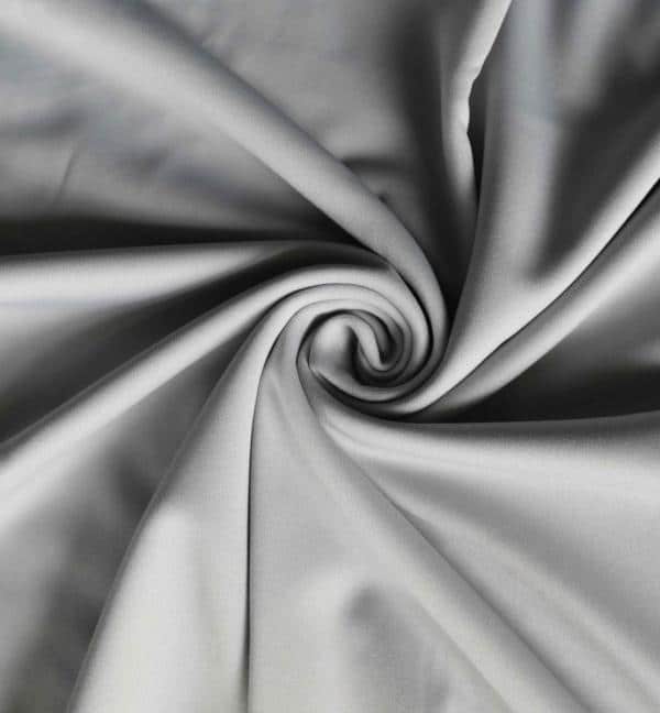 *IFR* Poly Stretch / Scuba Cloth Drape Panel w/ Sewn Rod Pocket (IFR) – Silver | Rental