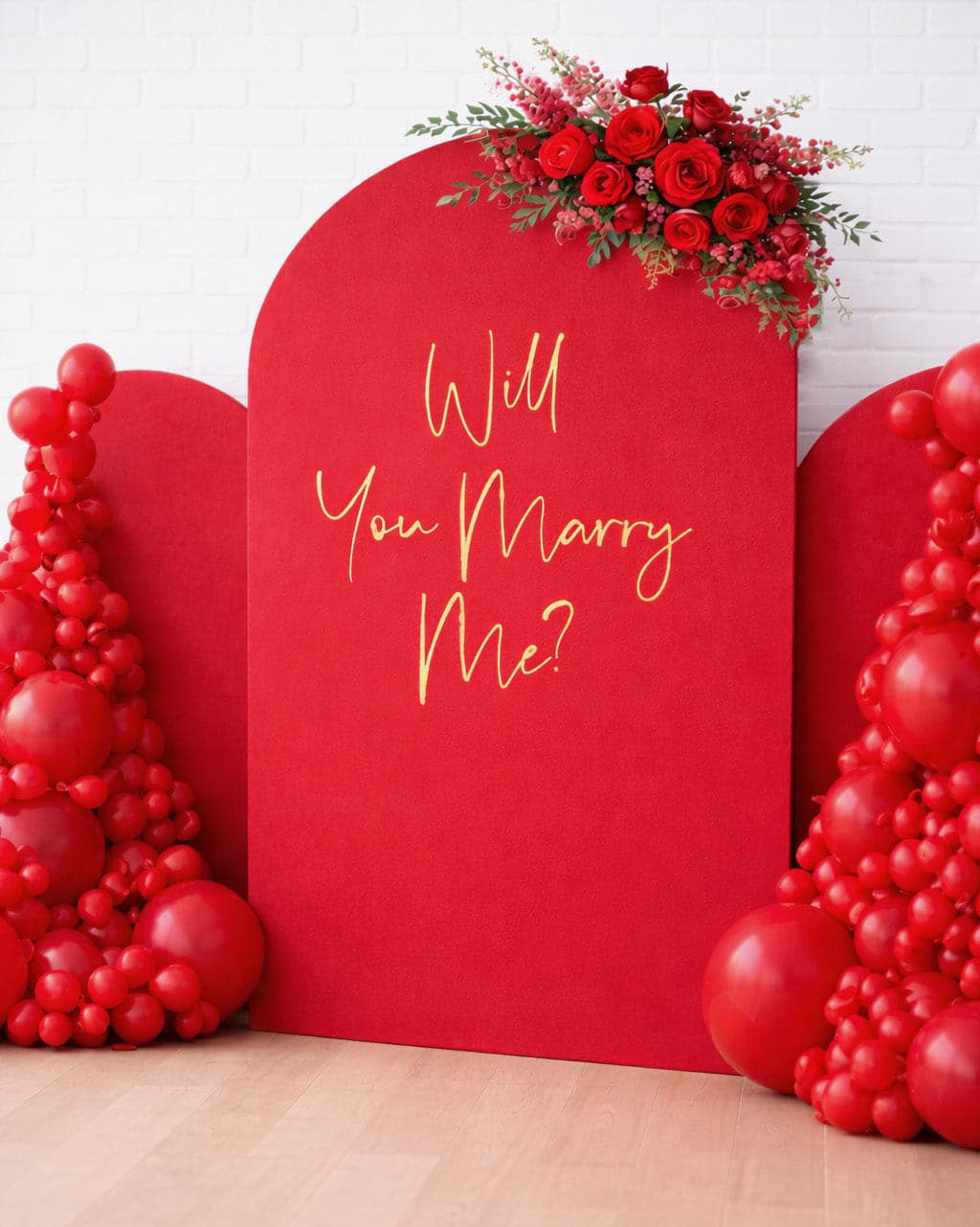 Valentine’s Day – Will you Marry Me Panel with Florals | Rental
