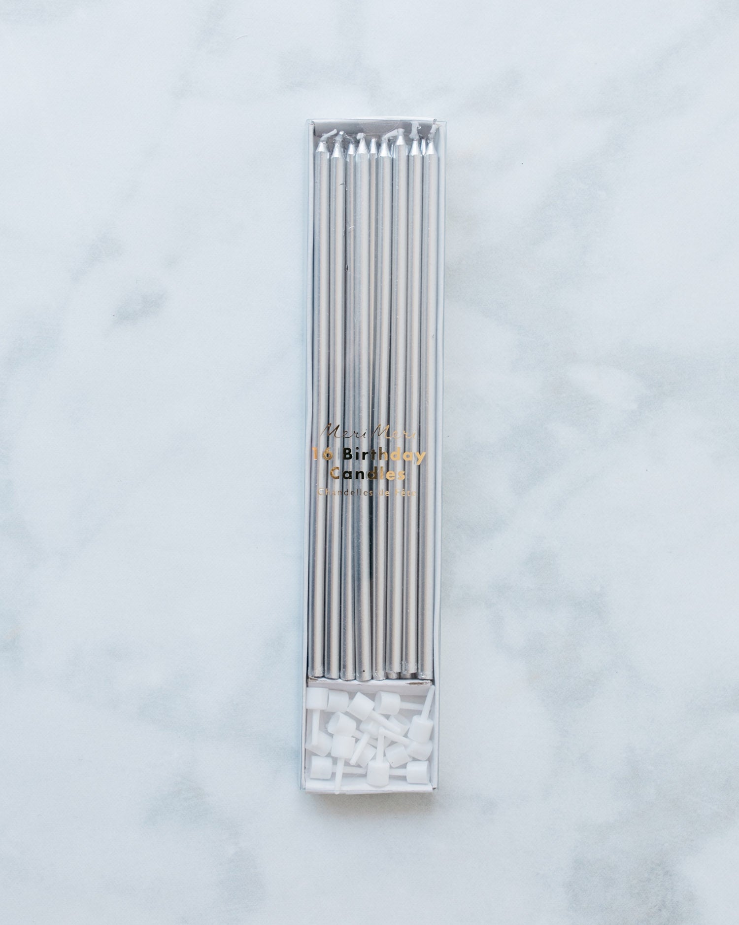 Meri Meri – Silver Candles – pack of 16 | Rental Meri Meri – Silver Candles – pack of 16 | Rental