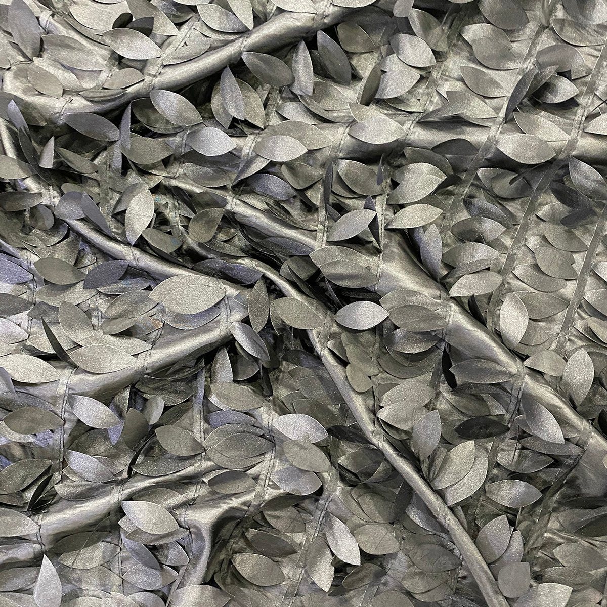 Leaf Hanging Taffeta Wholesale Fabric in Silver | Rental Leaf Hanging Taffeta Wholesale Fabric in Silver | Rental