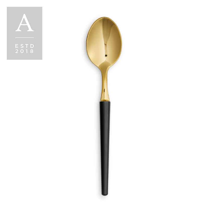 Stiletto Gold Black Matte Oval Soup Spoon | Rental