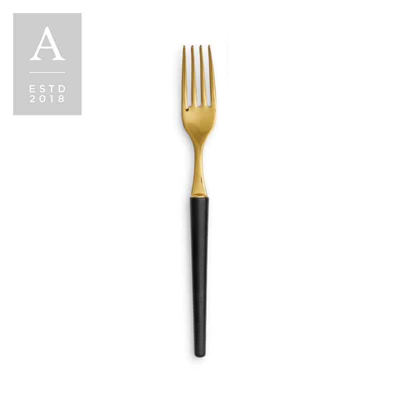 Stiletto Gold Black Matte Salad Fork | Rental