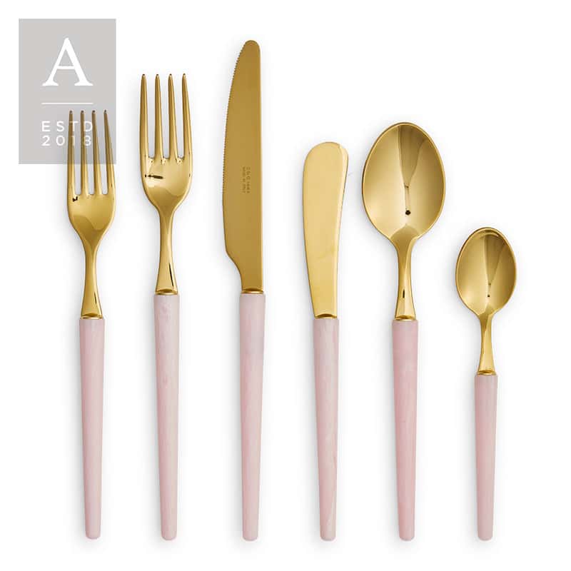 Stiletto Gold Blush Horn Flatware Collection | Rental