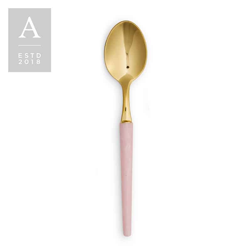 Stiletto Gold Blush Horn Oval Soup Spoon | Rental