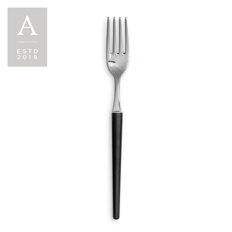 Stiletto Stainless Black Matte Dinner Fork | Rental