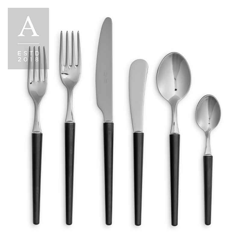 Stiletto Stainless Black Matte Flatware Collection | Rental