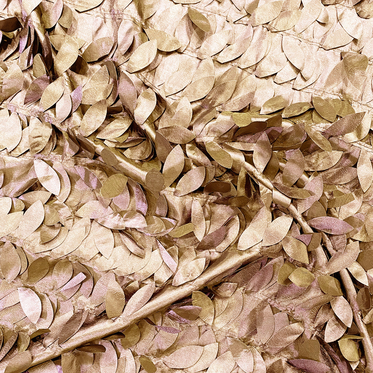 Leaf Hanging Taffeta Wholesale Fabric in Taupe and Gold | Rental Leaf Hanging Taffeta Wholesale Fabric in Taupe and Gold | Rental