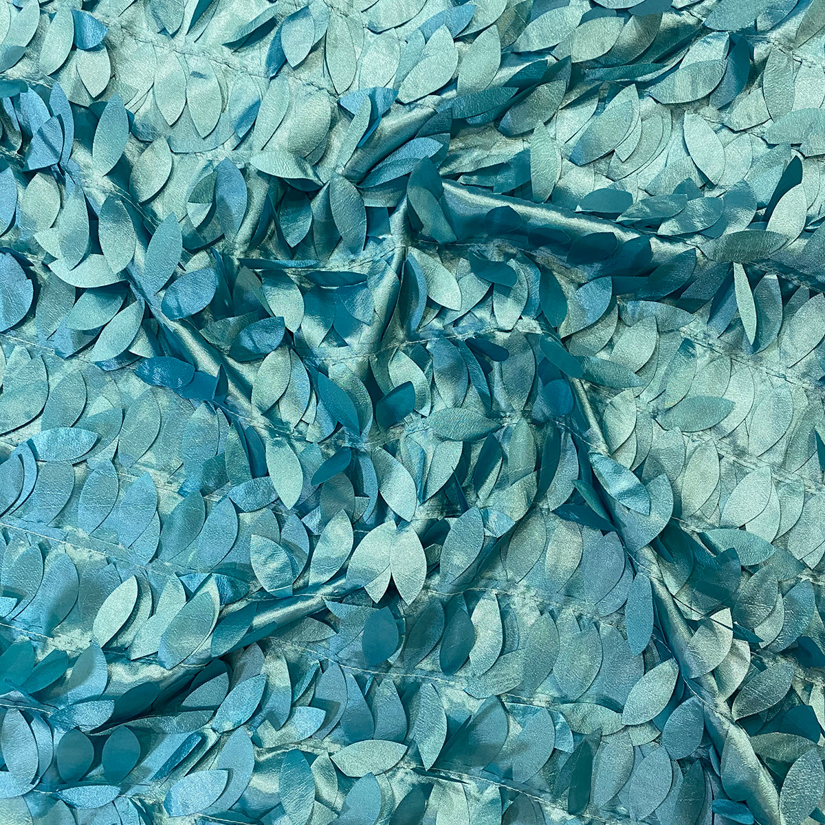 Leaf Hanging Taffeta Wholesale Fabric in Teal Green | Rental Leaf Hanging Taffeta Wholesale Fabric in Teal Green | Rental