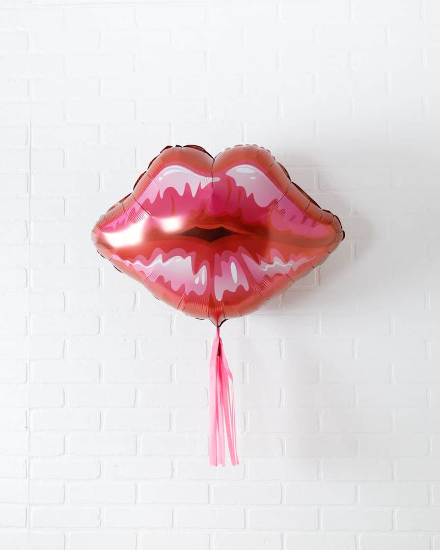 Life In Plastic – 30in Red Lips Foil Balloon with Bubblegum Pink Skirt | Rental Life In Plastic – 30in Red Lips Foil Balloon with Bubblegum Pink Skirt | Rental