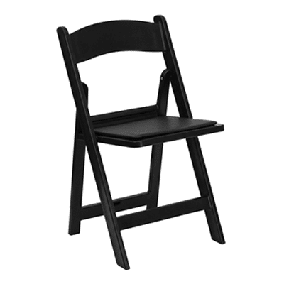 FirmFold™ Resin Folding Chair w/ Vinyl Padded Seat – 1000 lb Capacity – Black | Rental FirmFold™ Resin Folding Chair w/ Vinyl Padded Seat – 1000 lb Capacity – Black | Rental