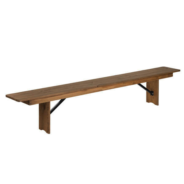 HERCULES Antique Rustic, Solid Pine Folding Farm Bench – 8ft x 12″ | Rental