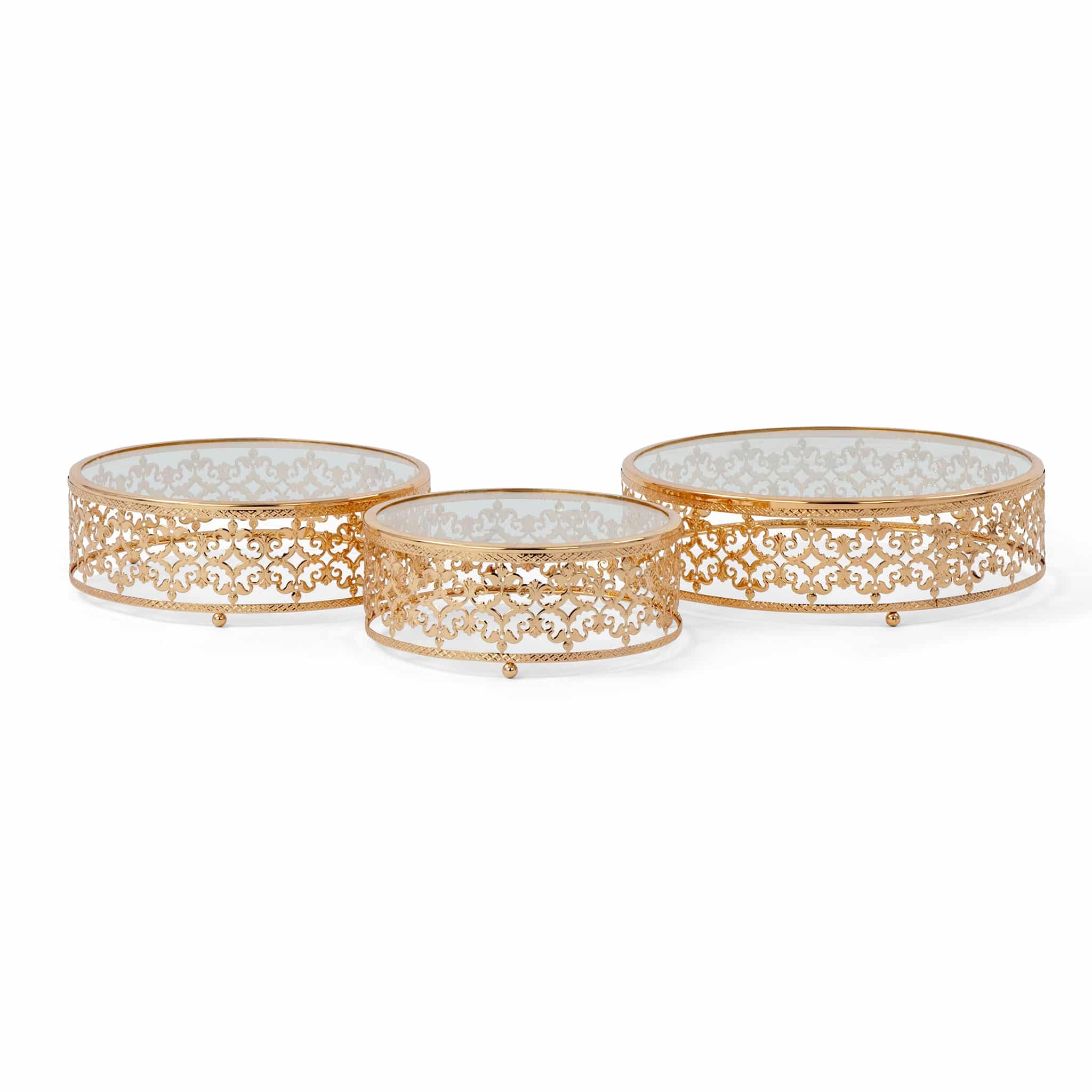 3 pc/set Luxe Round Cake Display Stands – Gold | Rental 3 pc/set Luxe Round Cake Display Stands – Gold | Rental