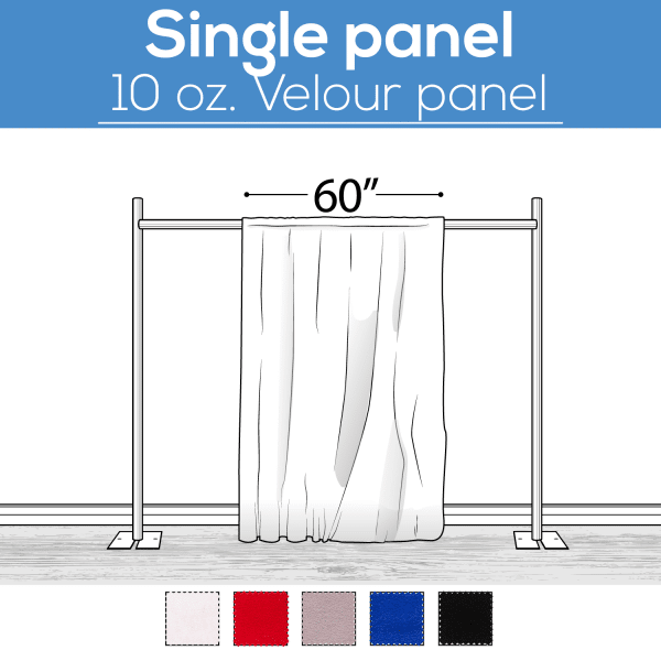 10 oz. Inherently Fire Retardant Polyester Velour – Sewn Drape Panel 60″ Wide w/ 4″ Rod Pockets – 14ft | Rental