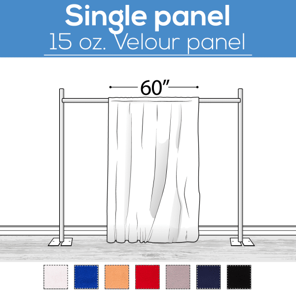 15 oz. Inherently Fire Retardant Polyester Velour – Sewn Drape Panel 60″ Wide w/ 4″ Rod Pockets – 14ft | Rental 15 oz. Inherently Fire Retardant Polyester Velour – Sewn Drape Panel 60″ Wide w/ 4″ Rod Pockets – 14ft | Rental
