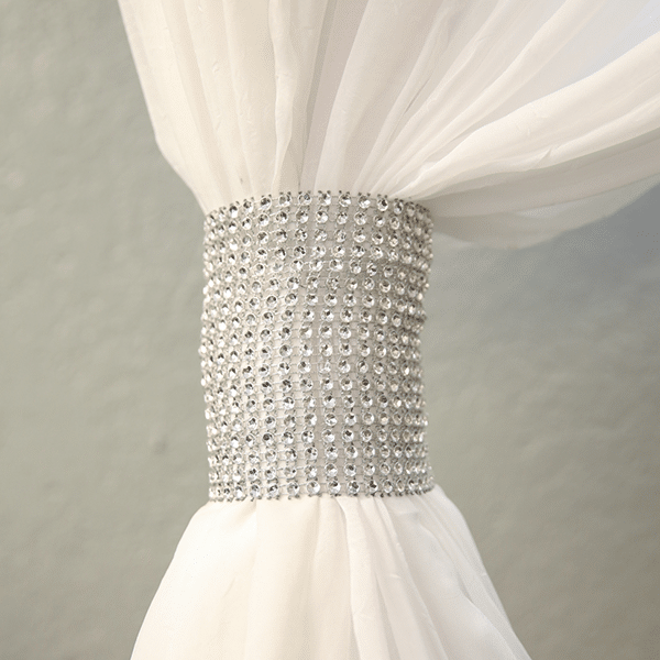 DecoStar™ Silver Rhinestone Mesh Velcro Band / Curtain Tie | Rental DecoStar™ Silver Rhinestone Mesh Velcro Band / Curtain Tie | Rental
