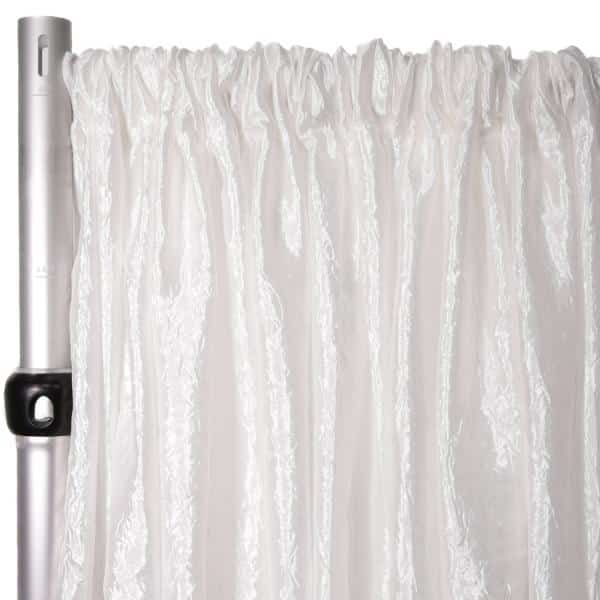 *FR* Extra Wide Crushed Taffeta “Tergalet” Drape Panel by Eastern Mills 9ft Wide w/ 4″ Sewn Rod Pocket – White | Rental